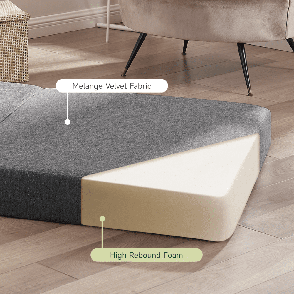 Z-hom Folding Sofa Bed,Twin Size Floor Couch Memory Foam Mattress Adjustable 6" Convertible Sleeper Chair with Pillow & Washable Cover,Adult, Dark Grey
