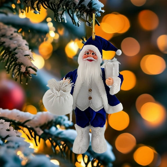 Christmas Tree Acrylic Santa Ornament - Holiday Small Hanging Decoration, Easy-Hang Santa Pendant for Tree Mantel Window Car