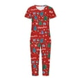 thumbnail image 4 of Tnhcen Women's 2-Piece Christmas Print Pjs Set V-Neck Short Sleeve Top Capri Soft Classic Festive Lounge Pajamas Homewear S-2XL, 4 of 5