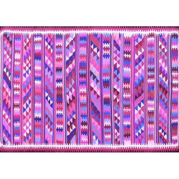Ahgly Company Indoor Rectangle Abstract Purple Contemporary Area Rugs, 2' x 3'