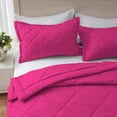 thumbnail image 4 of D.N.G. BEDDINGS 3 Piece Luxury Diamond Pattern Comforter Set, Premium Super Soft, 800 Thread Count, 100% Egyptian Cotton, Full/Queen Size, Solid Hot Pink Color, 4 of 8