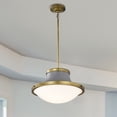 thumbnail image 4 of Nuvo Lighting Lafayette 3 Light Pendant - 18 Inches - Gray Finish with Natural Brass Accents and White Opal Glass, 4 of 17