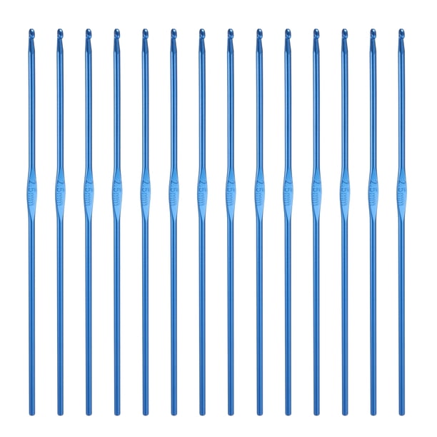Conjunto de ganchos de crochet Uxcell, 14 piezas de aguja de crochet ergonómica de aluminio de 2.5 mm azul