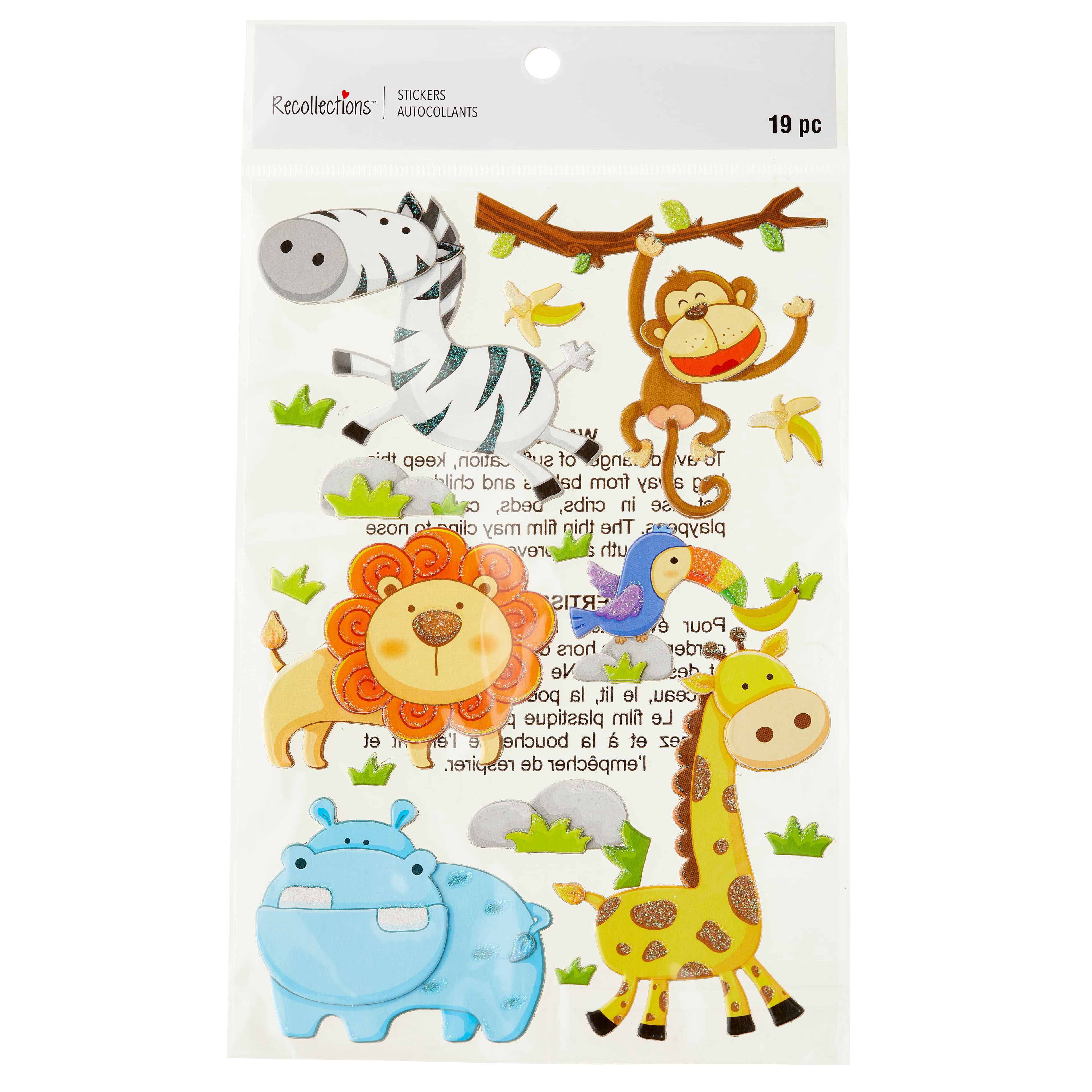 Recollections Chipboard Zoo Animal Stickers, 12 Pack