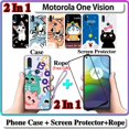 thumbnail image 2 of 2 En 1 Funda Motorola One Vision Con Vidrio Templado Curvado De Cerámica Protector De Pantalla Gato Y Doraemon, 2 of 4