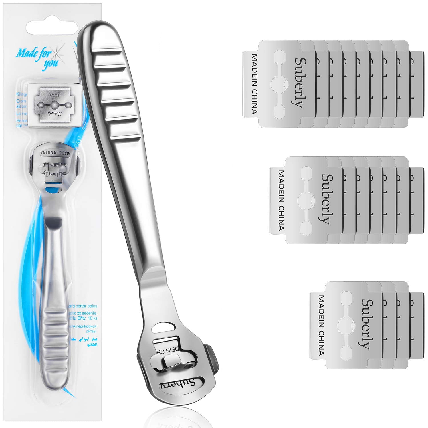 Cribun Callus Shaver Set, Foot Care Tools Steel Handle Hard Skin