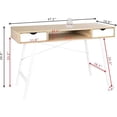 thumbnail image 7 of JJS Home Office Writing Desk with Drawers, Modern Computer Study Wooden Desk Table Laptop PC Workstation with Storage, Mid Century ,White Oak, 7 of 7
