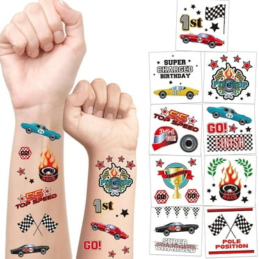 Cheerland Racing Car Temporary Tattoos, 12 Sheets