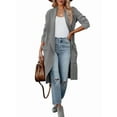 thumbnail image 2 of Women'S Open Front Knited Loose Cardigan Casual Long Sleeve Draped Knit Pockets Long Jackets Sweater Grey XXL, 2 of 10