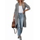 thumbnail image 2 of Cárdigan Holgado de Punto Abierto para Mujer, Informal, de Larga, Drapeado, con Bolsillos, Chaqueta Larga, Suéter. Gris S, 2 of 10