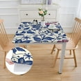 thumbnail image 2 of HAOXIT  Polyester Fitted Square Tablecloth, Elastic Edge Waterproof Oil Proof Decor Tablecloths with Dark Blue Floral, for Living Room Terrace Party Washable Table Clothes 36*36, 2 of 8