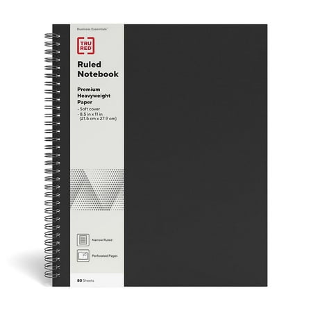 Staples TRU RED Large Soft Cover Ruled Notebook Black  3/Pack TR54984VS