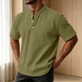 thumbnail image 5 of akafmk Mens Waffle Shirts Short Sleeve Crewneck T-shirts Button Front Sporty Daily Wear Summer Casual Shirts, Size S, 5 of 8