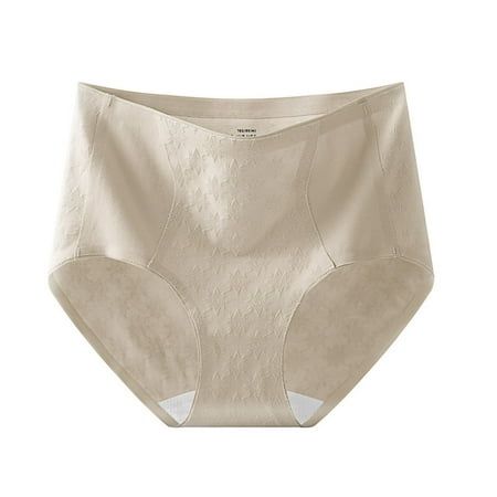 Scyoekwg Women s Cotton Underwear Hip Lifting Ladies Underpants Solid Color Stretchy High Waisted Underwear Hipster Panties Comfort Underpants(Khaki L)
