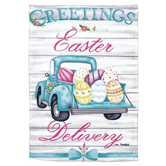 Magnolia Gardens M080112 13 x 18 in. Print Easter Delivery Truck Polyester Garden Flag
