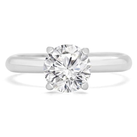 Majesty Diamonds MD210101-9 1 CT Round Diamond 4-Prong Solitaire Engagement Ring in 14K White Gold - Size 9