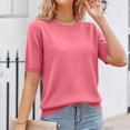thumbnail image 6 of Short Sleeve Sweater Womens Cute Summer Dressy Tops Business Casual Loose Vacation 2026 Pink L, 6 of 7