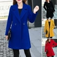 thumbnail image 2 of comerut Women Fall Coat Solid Color Double Buttons Thick Lapel Long Sleeves Keep Warm Plus Size Korean Women Overcoat Female Clothes, 2 of 7
