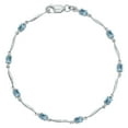 thumbnail image 2 of SZUL Women's Aquamarine and Diamond Wave Link Bracelet in .925 Sterling Silver, 2 of 7