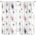 thumbnail image 2 of Mid Century Modern Curtains, Pink Gray Geometric Atomic Abstract Pattern 1950s 1960s Retro Style Window Drapery Treatments for Bedroom Living Room Kitchen Bathroom 2 Panel, 84"x63" Inch, 2 of 5