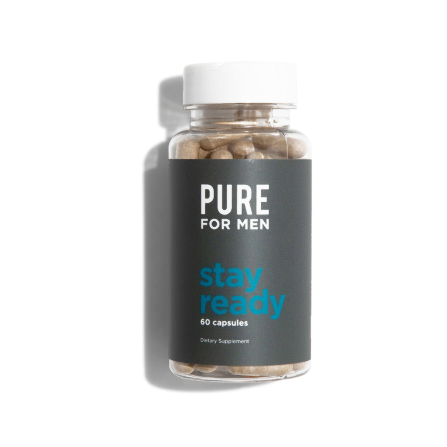 Pure for Men Original Cleanliness Stay Ready Fiber Supplement | Helps Promote Digestive Regularity | Psyllium Husk, Aloe Vera, Chia Seeds, Flaxseeds | Proprietary Formula | 60 Vegan Capsules