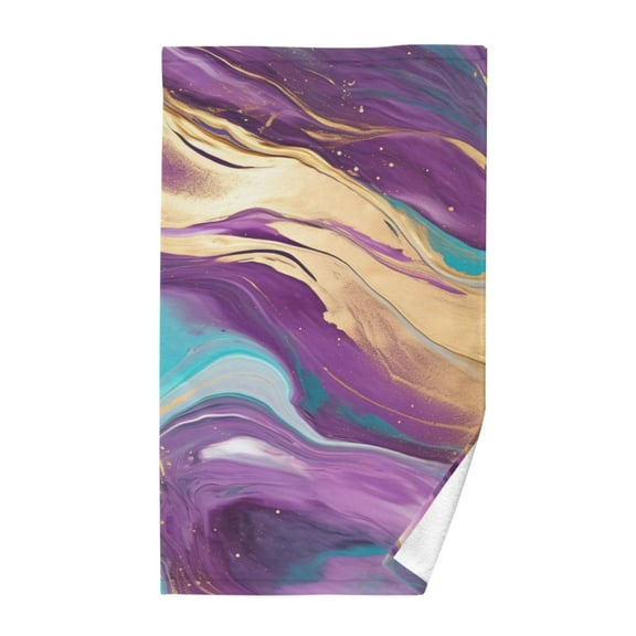 Purple Golden Marble Cotton Face Towels Soft Hand Towel Absorbent Bathroom Towel for Kitchen Hotel Decoration