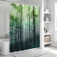 thumbnail image 6 of Teal Green Forest Shower Curtain, Waterproof Shower Curtains for Bathroom, Vintage Foggy Woods Tree Washable Fabric Bathtub Curtain Set Bath Decor with 12 Hooks Long 72"x84", 6 of 8