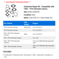 thumbnail image 2 of Carburetor Repair Kit - Compatible with 1968 - 1976 Chevy Camaro 1969 1970 1971 1972 1973 1974 1975, 2 of 2