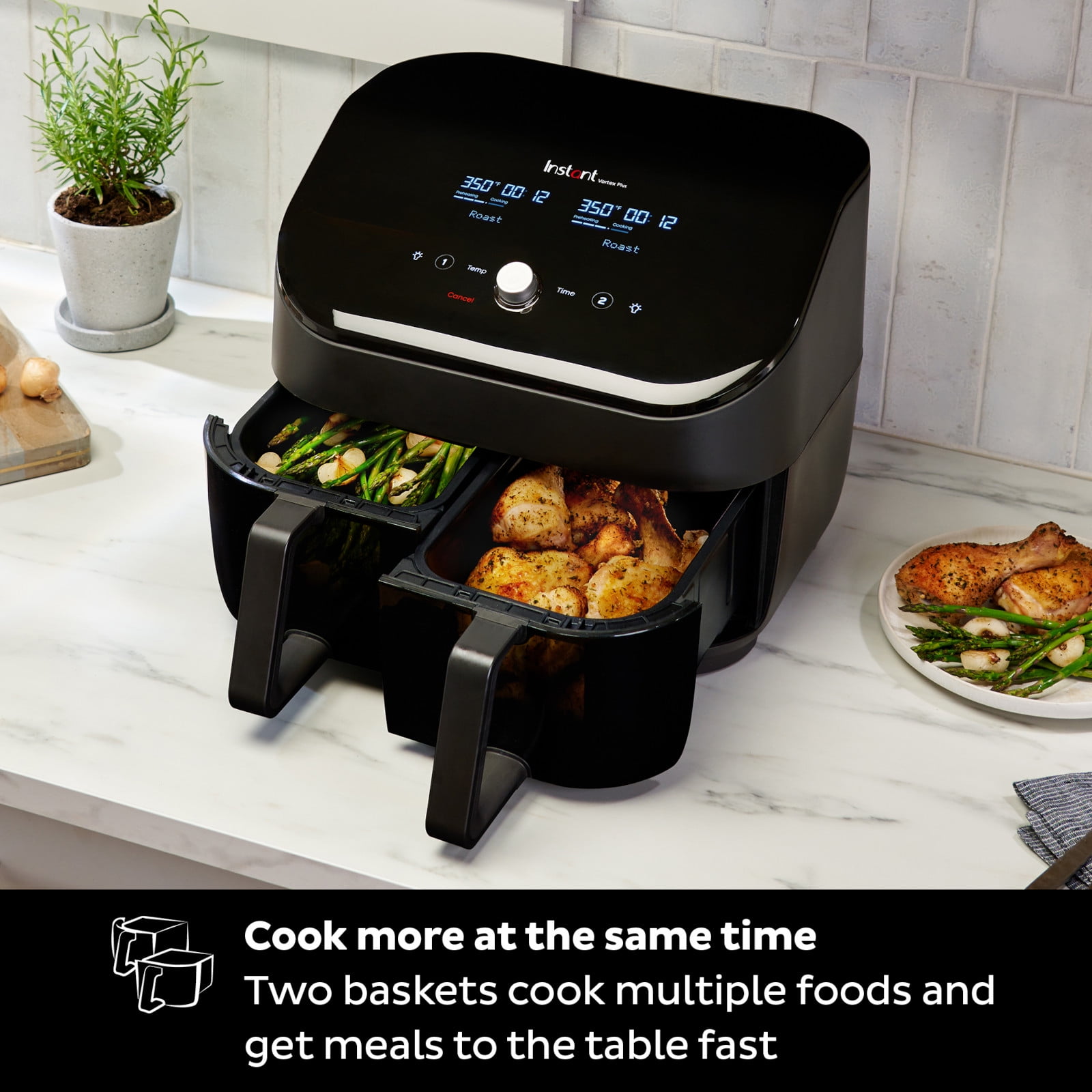 Dual Air Fryer Oven Cooker Digital Twin XL 8L Healthy Oil Free Double  Basket
