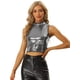 thumbnail image 1 of Top de lentejuelas para mujer sin mangas Party Metallic Sparkly Top Plateado oscuro XS, 1 of 6