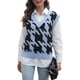 thumbnail image 2 of Chaleco de Suéter a Cuadros Ticfox para Mujer Cuello en V Sin Mangas 100% Poliéster, 2 of 6