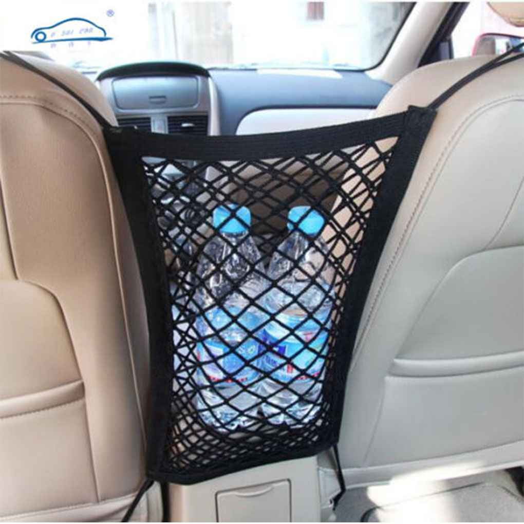 QHK Universal Elastic Mesh Net Trunk Bag,3-Layer Car Mesh Organizer Seat Back Net Pocket 1PCS 