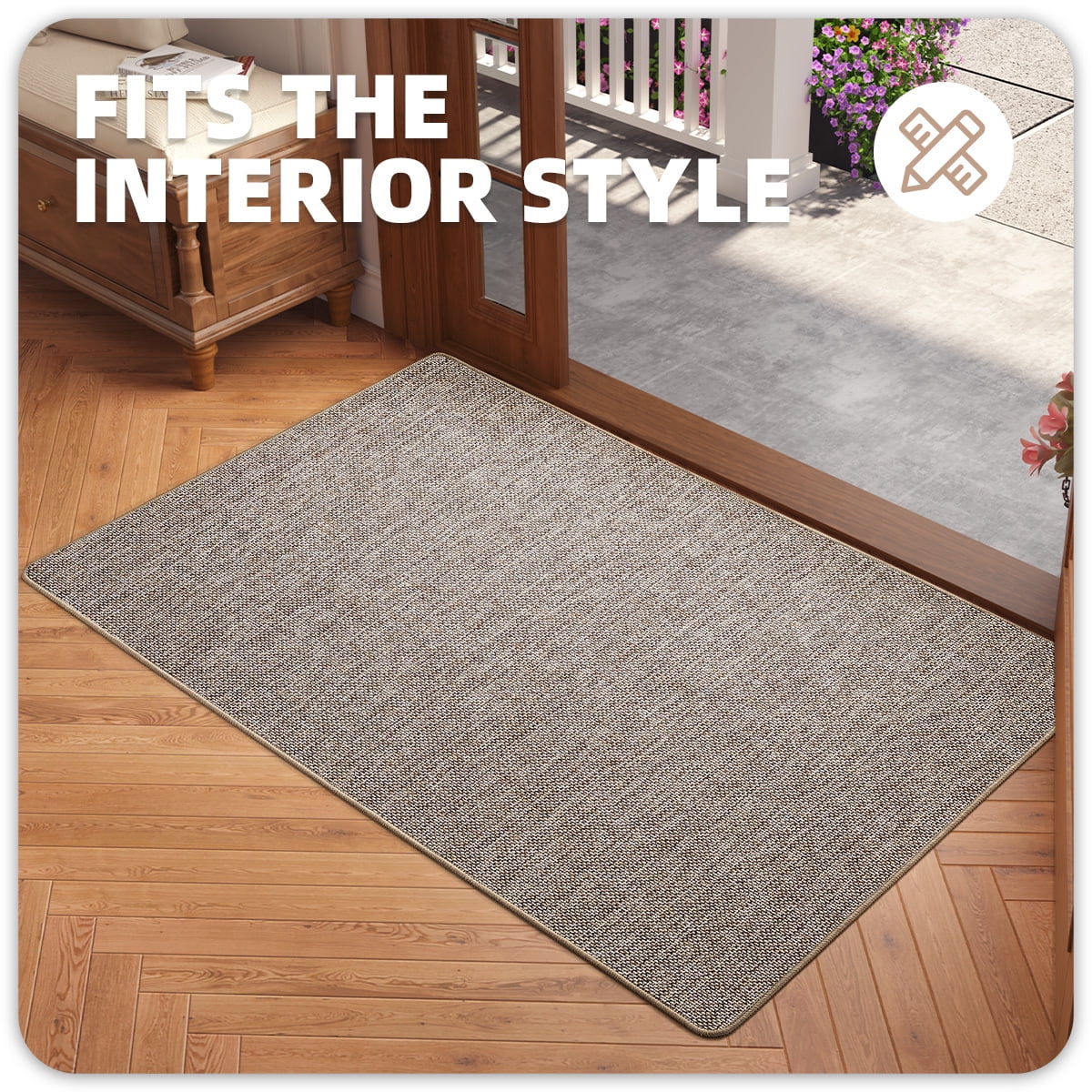 PABUBE Doormat for Inside 24"x36", Door Rug for Entryway Indoor, Dirt Trapper, Non Slip Entryway Rugs Washable Welcome Mat for Inside, Absorbent Entry Mat Low-Profile Entry Rug Indoor Doormat, Khaki