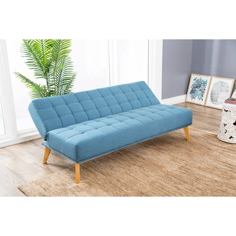 Devon Claire Miles Tufted Fabric Convertible Sofa Futon Blue