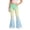 Green, variant on lnmuld Girls Gradient Flare Jeans Button Zip High Waist Stretch Denim Wide Bell Bottom Y2K Casual Trousers Color:Pink,Size:5-6 Years