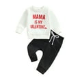 thumbnail image 2 of Elippeo Valentine´s Day Boys 2pcs Outfits 6M 12M 18M 24M 3Y Letter Print Toddler Long Sleeve Sweatshirt and Elastic Casual Pants Suit, 2 of 9