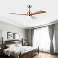 thumbnail image 4 of 52" Solid Wood Blades Ceiling Fan with Lights Remote Control,Quiet DC Motor 3 Blade Ceiling Fans 6 Speed Levels,Reversible Ceiling Fan, for Patio Living Room, Bedroom, Office,Indoor.(Stain nickel ), 4 of 14