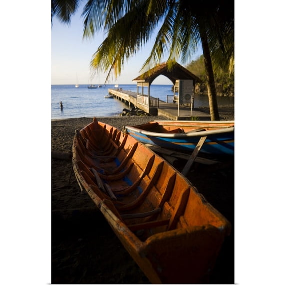 Great BIG Canvas | "Martinique. French Antilles. West Indies. Fishing boat on beach at Anse Dufour" Art Print - 32x48