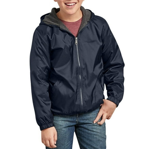 Dickies Kids Fleece Lined Hooded Jacket, Dark Navy, X-Small
