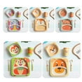 thumbnail image 5 of thinsony Kids Tableware Set 5Pcs Baby Bamboo Fiber Cartoon Bowl Animal Dinnerware Set Toddler Cup Spoon Fork, 5 of 5