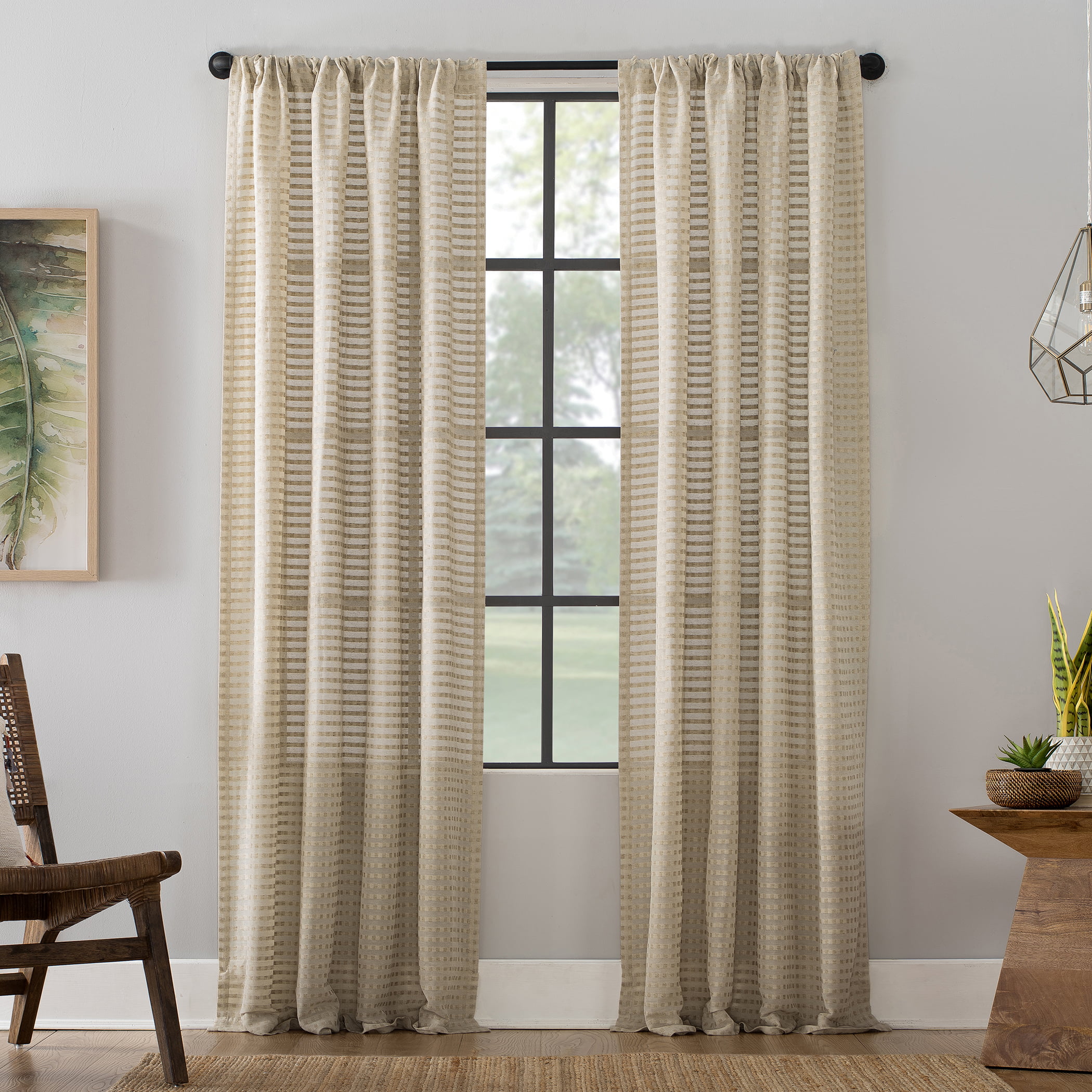 2 lichtenberg Clean Window Check Pattern Curtain Panels Anti-dust Allergen Free 