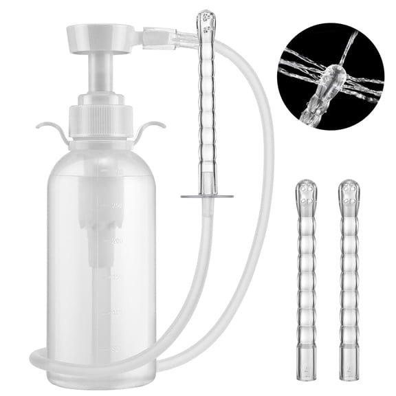 Reusable Vaginal Douche for Women, Travel Vaginal Cleansing System Kit with Handle and Nozzle Tip, Manual Pressure Douche Feminine products, 300 ml, 2 Nozzle Tips