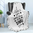 thumbnail image 4 of I Love You More Soft Flannel Fleece Throw Blanket, Framework with Doodle Star Shapes Hand Lettered Phrase for Love, Cozy Plush for Indoor and Outdoor Use, 60" x 80", White Charcoal Grey, by Ambesonne, 4 of 5