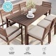 thumbnail image 5 of Martha Stewart Indoor-Outdoor Patio Set with 71" Table and 8 Dining Chairs with Brown Brushed Woodgrain Aluminum Finish and Cream All-Weather Seat Cushions, 5 of 12