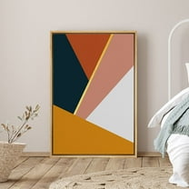 PixonSign Framed Canvas Print Wall Art Brown and Black Angle Pattern Abstract Shapes Illustrations Modern Art Chic Comic Warm for Living Room, Bedroom, Office - 24"x36" Natural