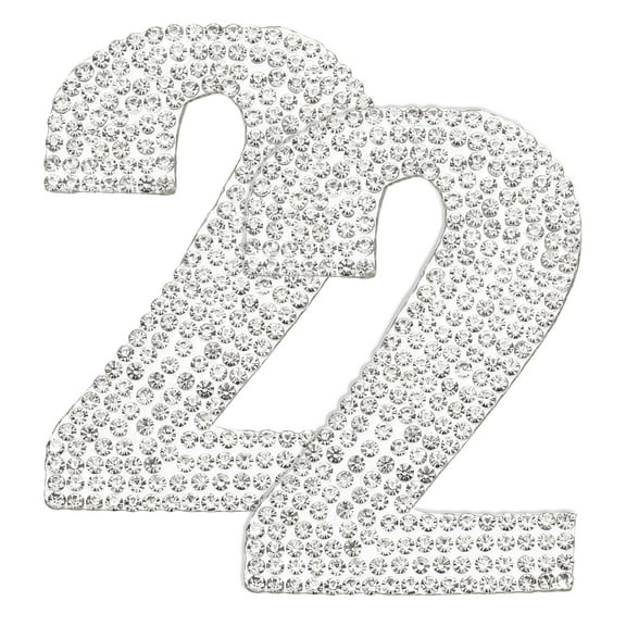 Uxcell 2Pcs Rhinestone Self Adhesive Number Stickers Medium Numbers Patches Embroidered Sew on Appliques for DIY Crafts Clothing Decorations, White 2