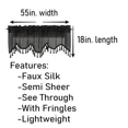 thumbnail image 5 of Gorgeous Home Linen 1Pc Wave Black Waterfall Valance with Tassels Faux Silk Rod Pocket Semi Sheer Dressing Window 55" wide X 18" long for kitchen décor, 5 of 5