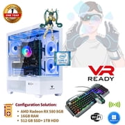 Gaming Computer – Intel i7-8700K, 16GB RAM, 512GB SSD + 1TB HDD, RX580 8GB, Wi-Fi 6, Bluetooth 5.4, Windows 11, 9× ARGB Fans,VR Ready gaming PC