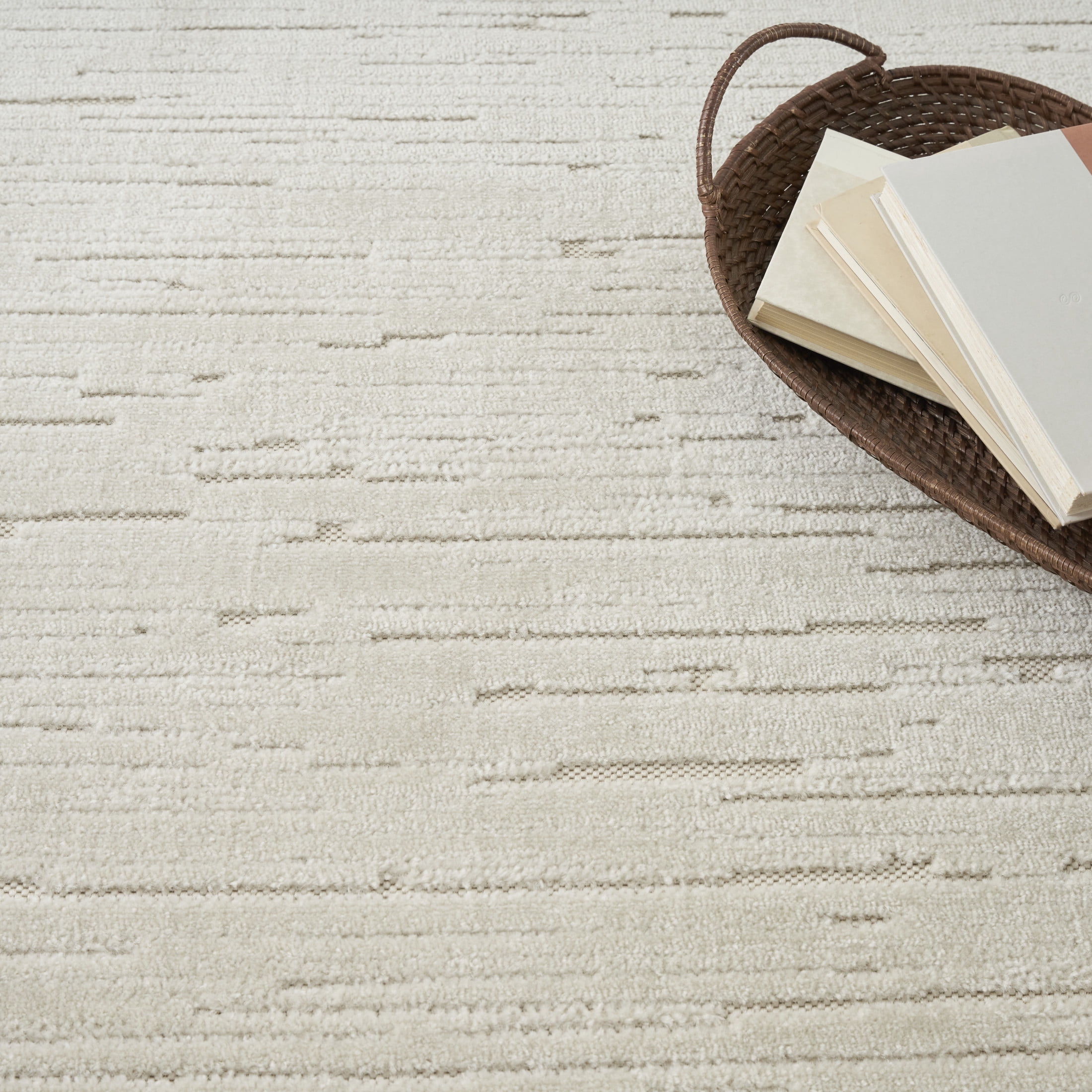 Nourison Care Free 5'3" x 7' Beige Modern Indoor Rug