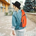 thumbnail image 2 of WIZUTIZ Sling Bag Crossbody Shoulder Chest Back Pack Theft Travel Bags Daypack Womens Shoulder Bags Medium Solid Bags Waterproof Lightweight Bag 1 PC Orange, 2 of 6